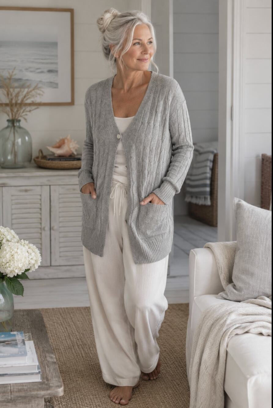 Grey Women's Unbranded Grandma Core Front Button Cardigan